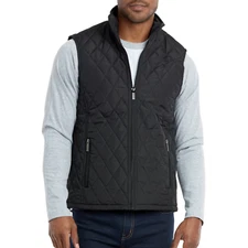 Men’s Diamond Quilted Puffer Vest Full Zip Up With Zippered Pockets Warm Winter