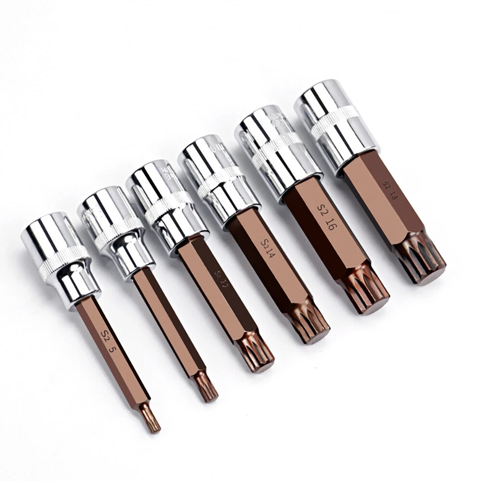 Impact Spline Hex Bit Set Socket 1/2" Drive Bits M12 M14 M16 M18 M5 M6 M8 M10 - Image 3 of 4