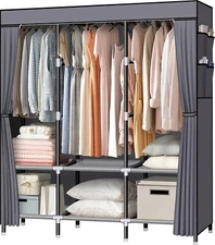 LOKEME Portable Closet, 61-Inch Wardrobe 61 x 17.7 x 69 inches, Grey 
