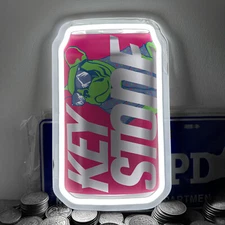 Key Stone Beer Can Neon Sign 12"x7" Barbecue Party Night Market Wall Decor H4