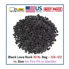 Black Lava Rock 10 lb. Bag – 1/4–1/2 in. Size for Fire Pit or Garden