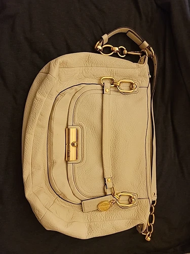 Borsa a tracolla Coach Kristin in pelle beige con dettagli 18"x13" edizione limitata