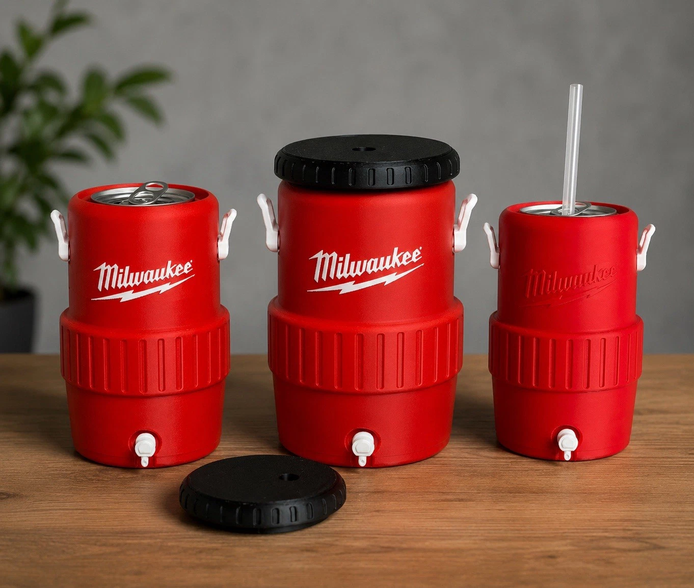 Milwaukee 12 oz Red Can Cooler, Drink-Through