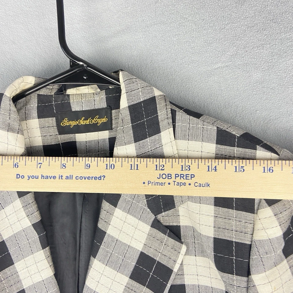 Giorgio Sant'Angelo клетку белый черный с подкладкой блейзер куртка жемчуг кнопка льняной черный - Изображение 2 из 4