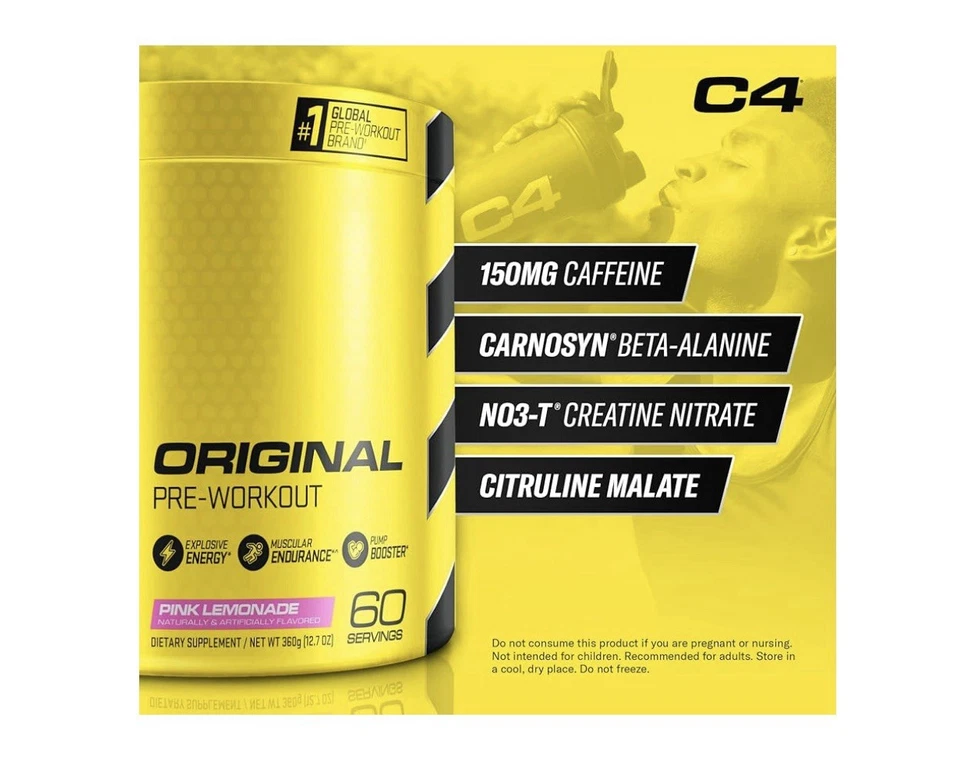 Polvo Pre Entrenamiento Cellucor C4 Original Limonada Rosa 60 Porciones Foto 2 de 4