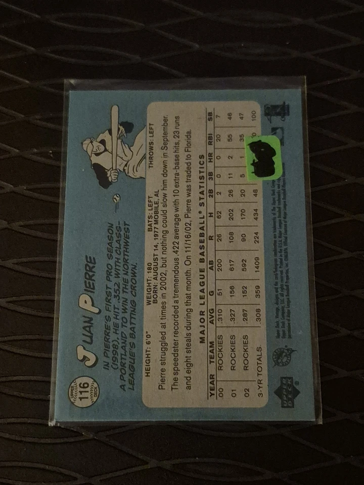 Juan Pierre 2003 UPPERDECK VINTAGE Baseball Card - Image 2 of 2