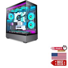 Elegant F1 ATX Black PC Case - 6 Pre-Installed ARGB Fans & Tempered Glass Design