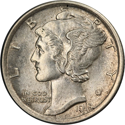 1918-P Mercury Dime Nice BU+ Full Split Bands Strong Strike