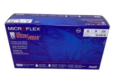 Ansell Microflex UltraSense US-220-XS Nitrile Gloves Powder-Free XS, 100 Pcs