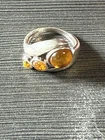 Vtg estate ring amber 925 sterling silver size 7 glows wear scrap 4.9 grams