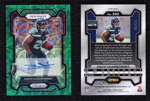 2023 Panini Prizm Rookies Green Scope /75 Zach Charbonnet #392 Rookie Auto RC