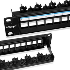 24 Port Blank Patch Panel 1U 19 Inch Keystone Cable Management Support Bar
