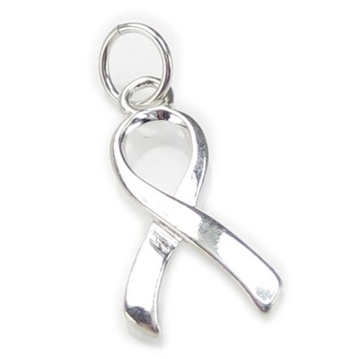Awareness Ribbon sterling silver charm .925 x 1 Charity Ribbons charms.