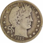 1912-S Barber Silver Quarter Choice VG Uncertified #1125