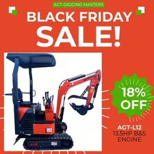 AGT L12 Mini Excavator 1 Ton Digger 13.5hp Gas Tracked Crawler B&S EPA Engine