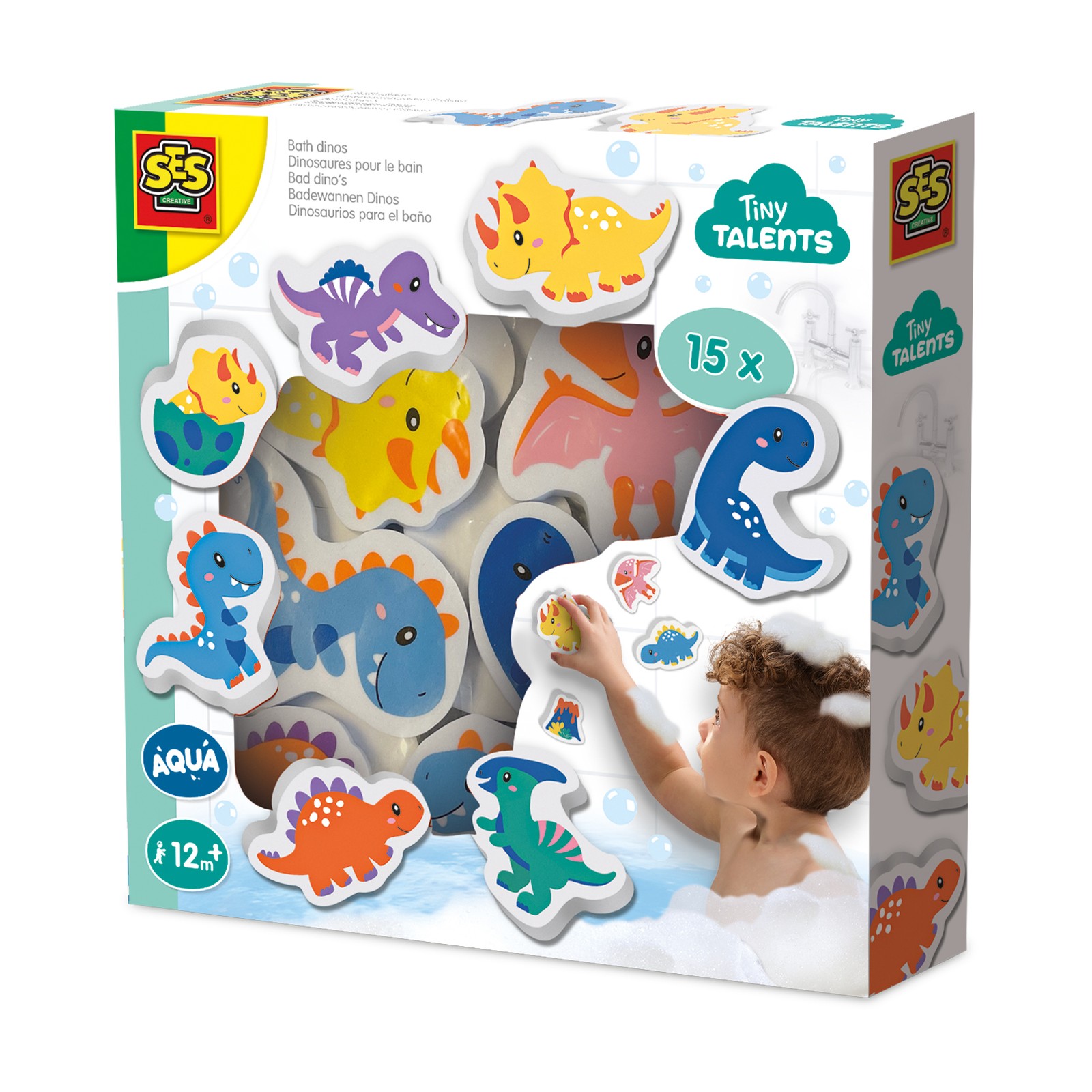 SES Creative Foam Dinosaur Bath Toys For Childrens Soft Bathtub Water Toys Play