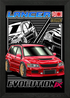 Mitsubishi Lancer Evolution 9 Wagon Framed Wall Art Poster Canvas Print Picture