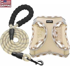 Soft Dog Harness Leash Set Reflective No Pull Non Choke Air Mesh Safety Design