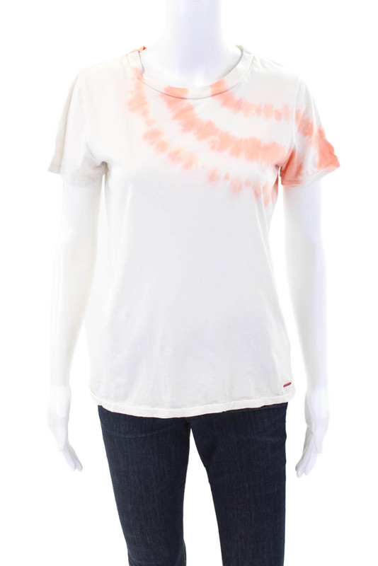 Philanthropy Womens Cotton Short Sleeved Casual Tie Dye Shirt White Size S