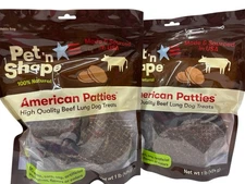 2 Bags (16oz each) Pet 'n Shape All American Beef Lung Patties Dog Treats