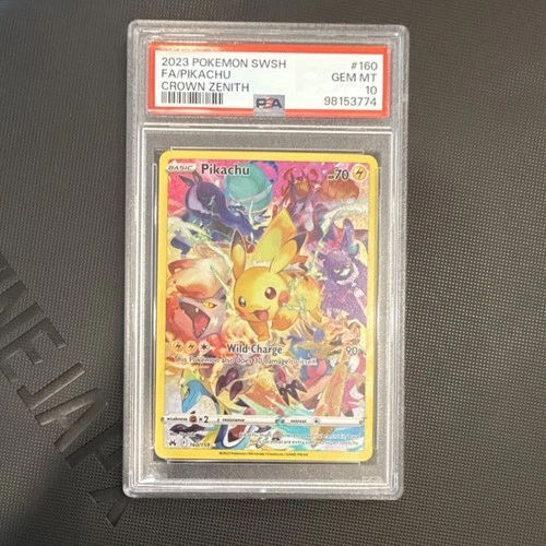 Pokémon TCG Crown Zenith Pikachu Secret Rare Full Art Holo PSA 10 #160/159