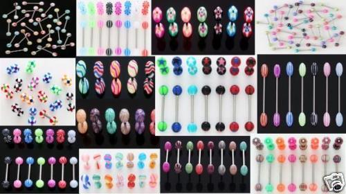 20 14g Tongue Rings WHOLESALE Body Jewelry Lot Straight Barbells Piercings 5/8" - 第 1/1 張圖片