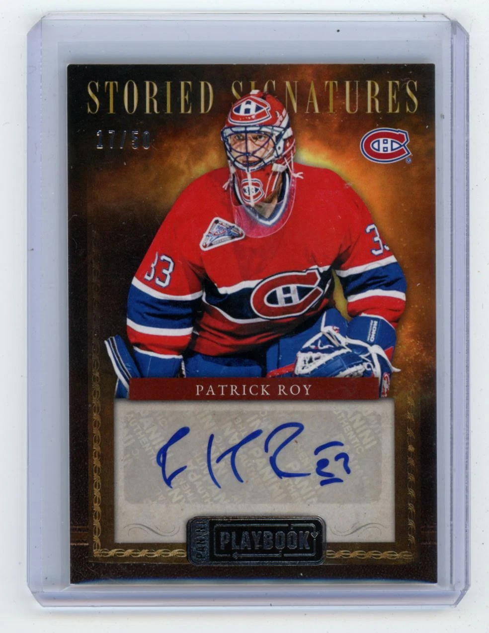 Patrick Roy 2013-14 Panini Playbook Storied Signatures Auto /50 (SSav) #ST-PR