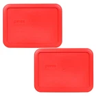 Pyrex 7210-PC Red Rectangle Plastic Storage Replacement Lid Cover (2-Pack)