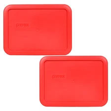 Pyrex 7210-PC Red Rectangle Plastic Storage Replacement Lid Cover (2-Pack)