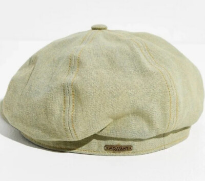 Free People Mossant Paris Denim Newsboy Pub Cap Hat Green  display picture 1