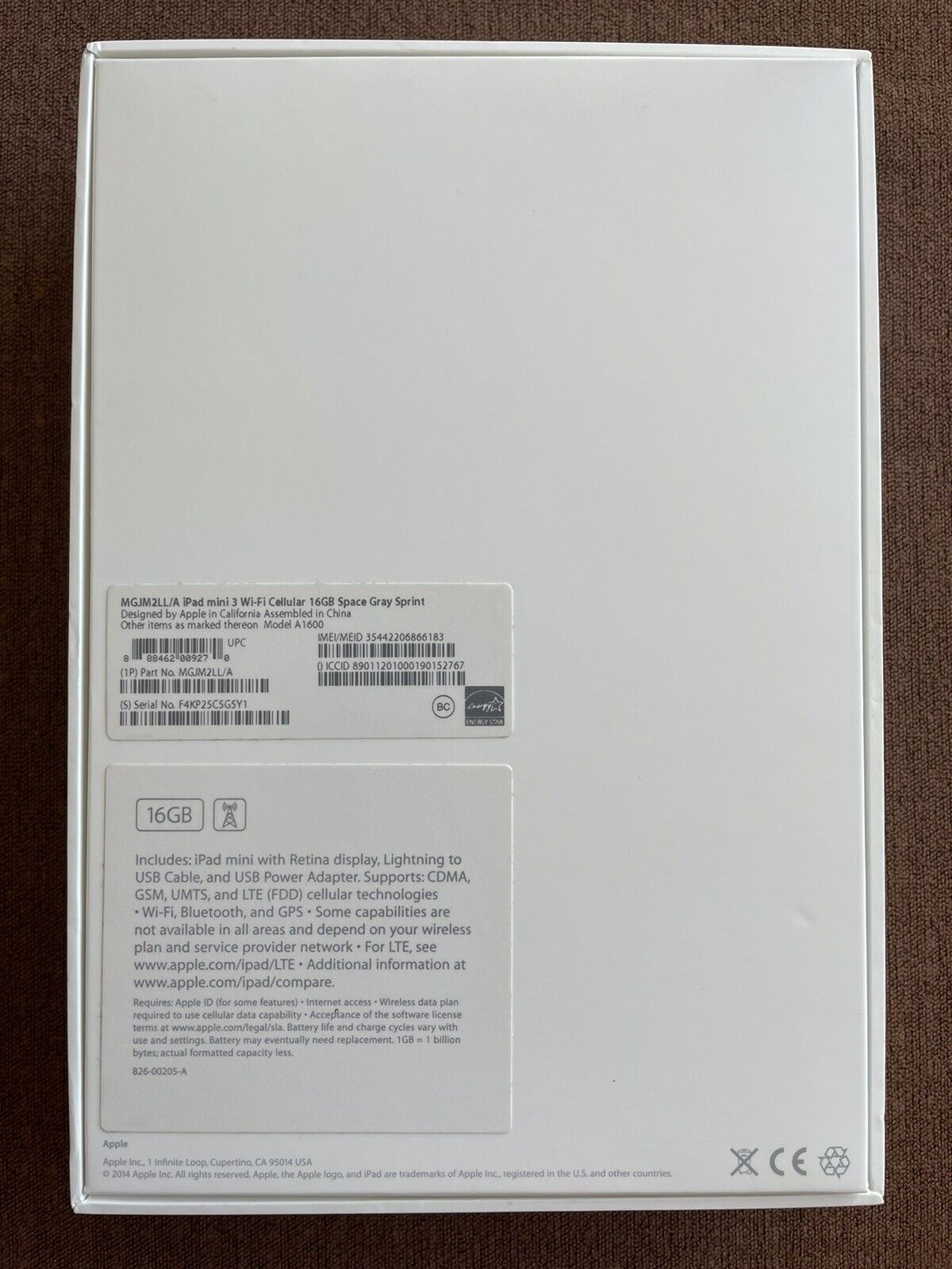PC/タブレット タブレット iPad Mini 3 16GB Wi-Fi + Cellular (Sprint), Grey, MGJM2LL/A 