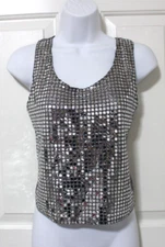 Sostanza Womens Silver Crop Tank Top - Vintage USA Made One Size Fits Most Small