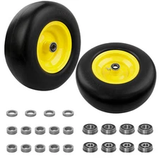 2x 13x5.00-6 Front Flat Free Tire Wheel Set w/ Bearings For Zero-Turn Lawn Mower