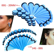 12-60PCS ACRYLIC EAR STRETCHING KIT EAR TAPER GAUGE PLUG BODY-PIERCING 14G- 20MM