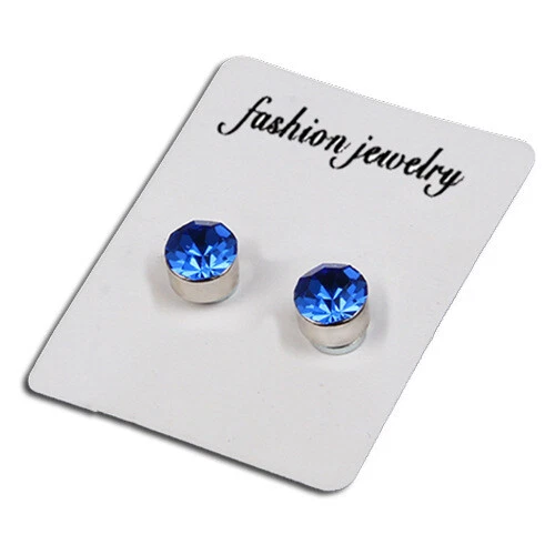 Solid Surgical Titanium Women Men 6mm Round Crystal Stud Magnetic Earrings - Picture 7 of 12