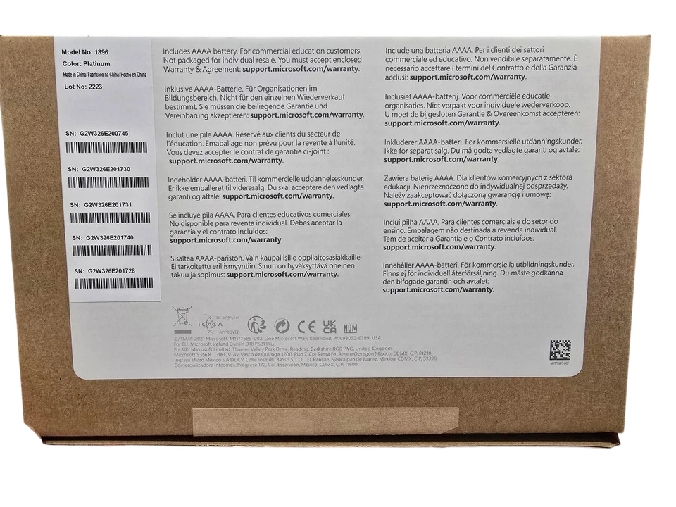 Caneta Microsoft Surface para Surface Platinum, modelo 1896 (pacote com 20) - Imagem 2 de 4