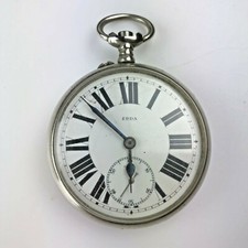 Antique EDDA Pocket Watch Silver Tone Case Parts Repair Restoration