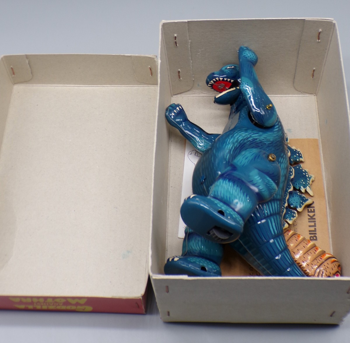 Japanese Billiken GODZILLA vs MOTHRA tin toy PULL STRING kaiju