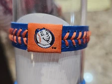 NEW YORK METS MR MET BLUE LACES  MLB  BASEBALL BRACELET LEATHER