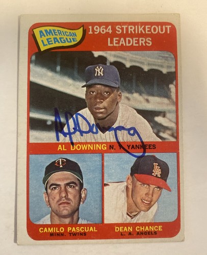 Al Downing 1965 Autogrammkarte New York Yankees selten TC1424