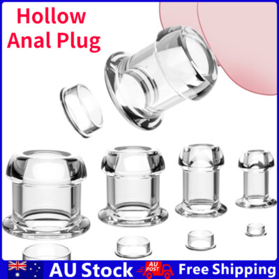 Plug Anal Creux Avec Bouchon Stopper - Dilatateur Expander Tunnel En Silicone Noir, Neuf