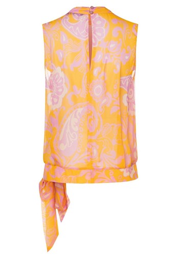 Womens Ladies Blouse Top Size UK XL Chiffon Sleeveless Ruffle Tie 100% Viscose - Picture 7 of 8