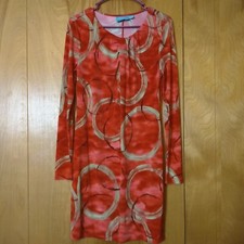Simply Vera Wang Women's Small Vancouver Road Coral Geometric Long Sleeve Dress