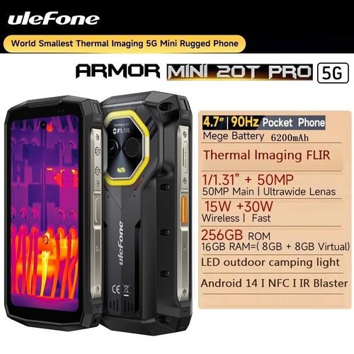 4.7" Ulefone Armor Mini 20T Pro 5G Rugged Smartphones 16G+256GB Thermal Imaging - Picture 2 of 24