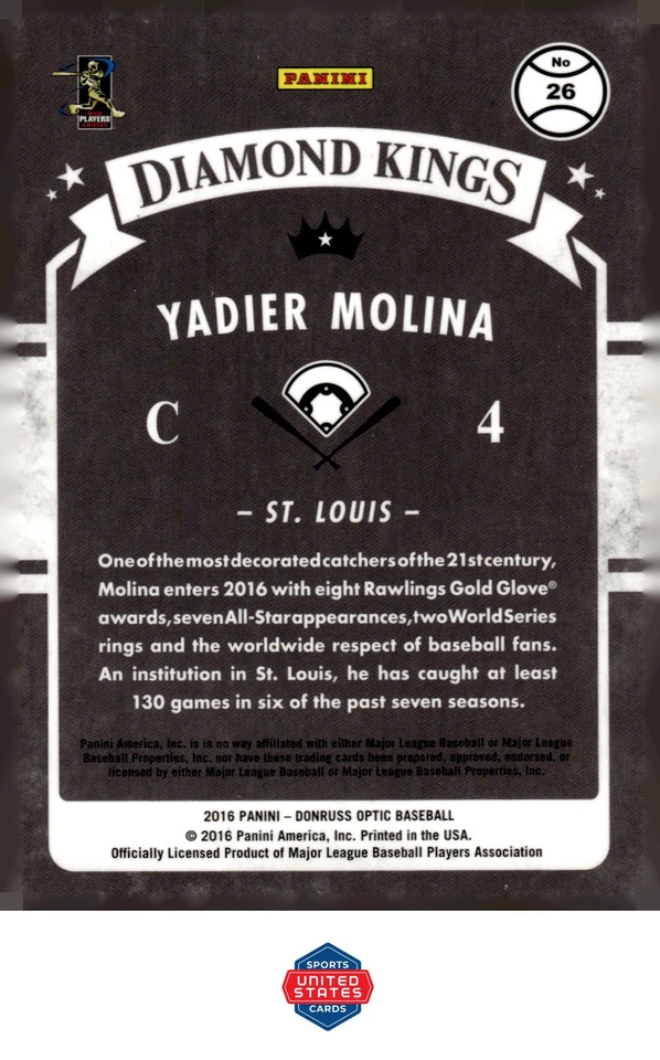 2016 Donruss Optic #26 Yadier Molina - Image 2 of 2