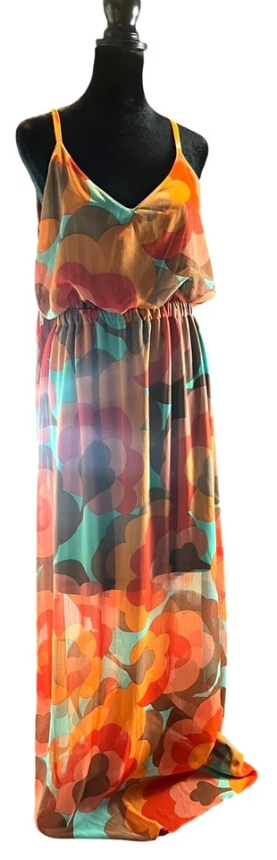 Judith March Floral Maxi Dress Multicolor Boho Chic L Fall Colors - Image 2 of 4