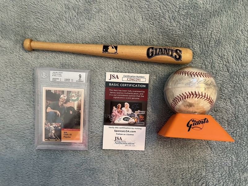 Will Clark S.F. Giants JSA Autographed Auto Baseball & BGS 9.0 Milk Bone Card