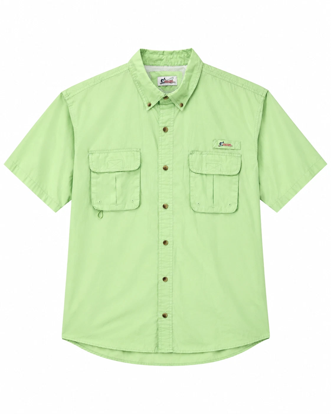 World Wide Sportsman Men XL Fishing Shirt Green Vented Button Up Pockets
