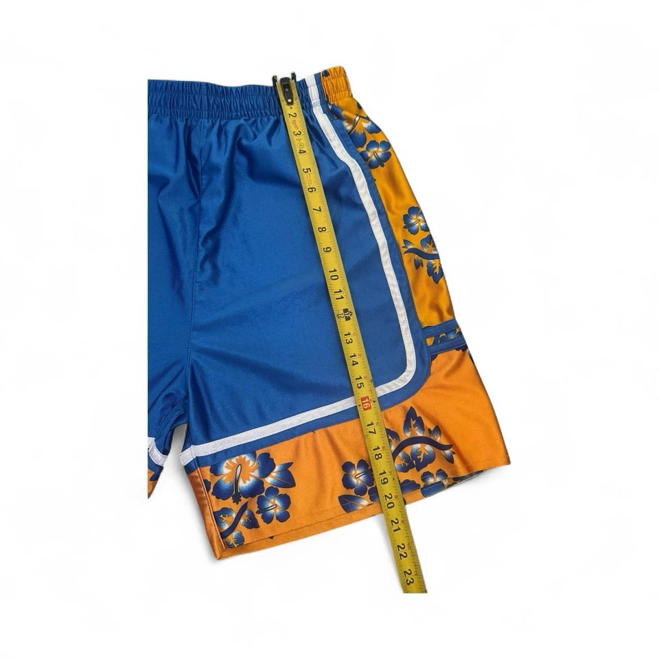 Youngs Lei Shorts Mens XS Blue Floral Polyester Drawstring Hawaiian Basketball - Image 4 of 4