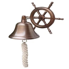 Brass Solid Steering Wheel Wall Bell for Dinner Party Indoor Outdoor